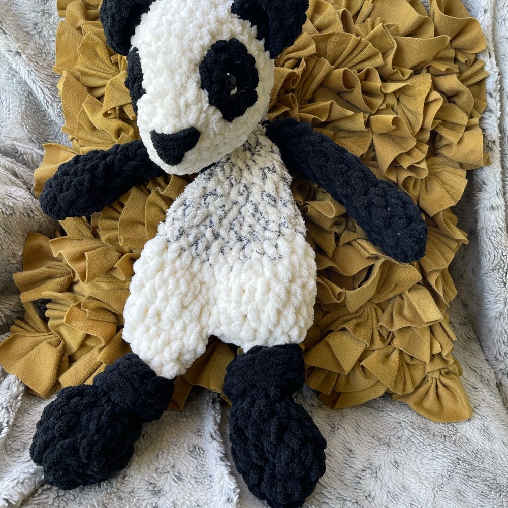 Plush Panda Toy - Black and White Handmade Crochet Lovey